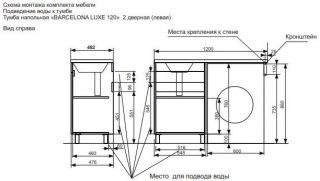 Напольная тумба с раковиной Эстет Barcelona Luxe ФР-00007065 Л 120см две двери белый